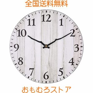 掛け時計 アンティーク調 壁掛け時計 木目文字盤 レトロ 枝型指針 木製 静音 壁掛け 時計 フレームなし 連続秒針 ウォールクロック イン