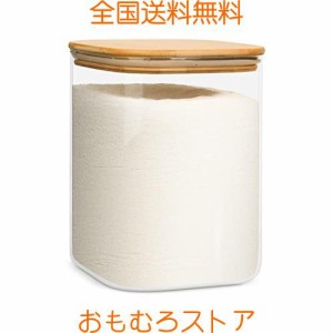 ComSaf ガラスキャニスター 密閉容器 大容量 3300ml スクエア 保存瓶 密封瓶 食品貯蔵容器 竹蓋付き ペットフードストッカー お米保存容