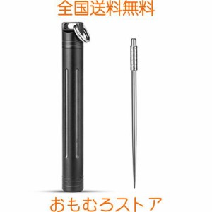 TIMULTI チタン つまようじ入れ 携帯 爪楊枝ケース 軽量便利 アウトドア 野外 山登り(チタン 爪楊枝入れ*1個 + チタン爪楊枝) (ブラック)