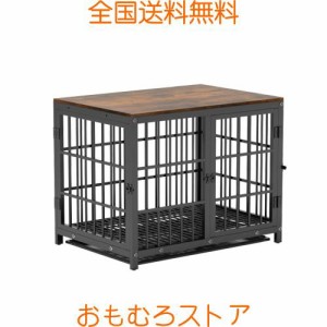 BingoPaw 犬用ケージ 屋根付き 小型犬 中型犬 大型 黒 頑丈 トレー付き 犬ケージサークル 室内 犬小屋 木製 おしゃれ ペットケージ ウッ