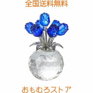 Kertari 誕生日プレゼント 女性 人気 Ｋ9クリスタル青いバラギフト 枯れないバラの花束 薔薇 置物 結婚記念日プレゼント 結婚祝い バレン