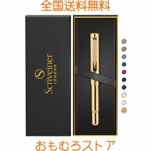 Scriveiner Luxury Rollerball Pen (Gold) - Heavy Pen - Stunning 24K Gold Plated EDC Pen With 24K Gold Appointments