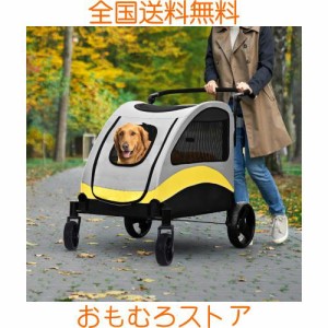 BingoPaw ペットカート 大型犬 ペットバギー 飛び出し防止 介護 移動 中型犬 多頭飼い 折りたたみ 耐荷重55kg 4輪 犬用おでかけ用品