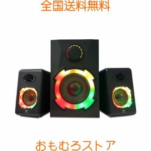 OROW PCスピーカー 2.1ch サブウーファー付き18W ゲーミングスピーカー重低音 USBすぴーかー モニター用＆パソコン用＆テレビ用スピーカ