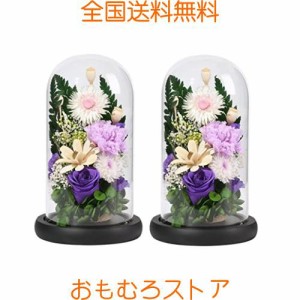 YKFN お供え プリザーブドフラワー 仏壇用 仏花 お悔やみの花 菊花 カーネーション 初盆の花 お供え花 生花 カラスドーム ledライト付き 