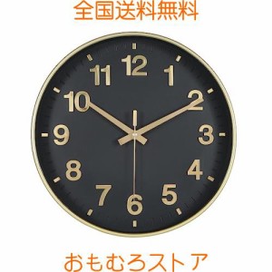 Lihchf 掛け時計 電波時計 静音 連続秒針 立体文字 おしゃれ DΦ30x3cm 壁掛け 北欧 wall clock(黒い金)