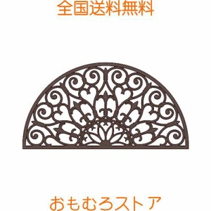 SICHENGDA 玄関マット ドアマット 泥落とし 滑り止め 半円 おしゃれラバーマット 洗いやすい (750*390mm, ダークブラウンハート柄)