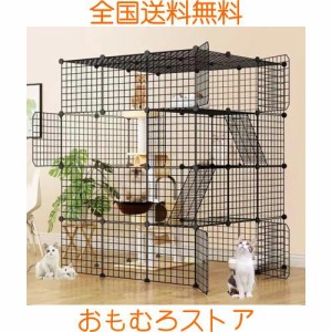 猫 ケージ 大型猫 ケージ 4段 DIYコンビネーション脱走防止 ペット，キャットケージ 大型組立簡単折りたたみ キャットケージ ドア付き猫