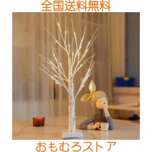 Lecone クリスマスツリー ライト 飾り12個のクリスマス・チャーム付き 24LED 卓上 白樺 白 USB/乾電池給電式 DIY 置く型 和風 常夜灯 寝