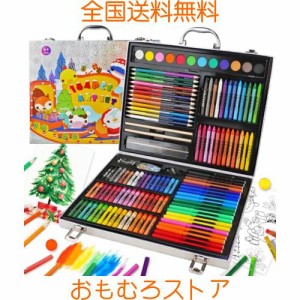 Okiki お絵描きセット【2023新登場 双頭式色鉛筆 クレヨン 水性ペン 184ピース】お絵かきセットきらきら模様 お絵描き 鮮やかな色 お絵か