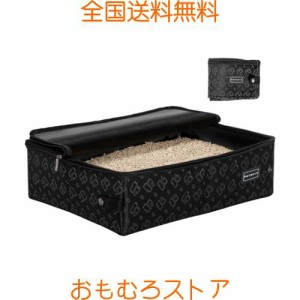 PETSFIT 猫トイレ 簡易トイレ 猫の携帯トイレ 防水 防災 おでかけ用 持ち運び ブラック