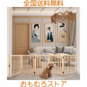 木製犬用ゲートペットフェンス、折り式バリア、ペット用家具フェンス 、安全柵 脱走防止 飛び出し防止 小型犬 中型犬 ガード 多頭飼い ペ