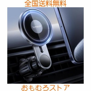 【透明ガラスパネル】Lamicall MagSafe対応 車 スマホホルダー : マグセーフ 車 ホルダー マグネット スマホスタンド エアコン 車載スマ