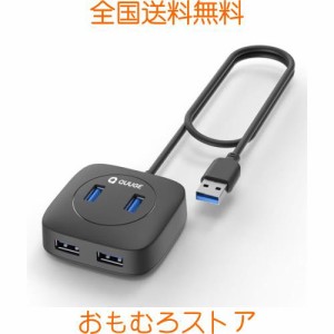 QUUGE USBハブ USB3.0 4ポートハブ 正方形設計 5Gbps高速転送 USB-Aポート USB増設 4口 上と側面両方させる 4IN1 USB ハブ バスパワー 小