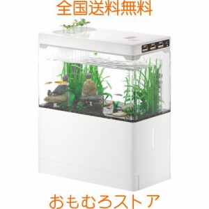 Yjhyuxi 水槽 セット 小型 アクアリウム【インボイス制度登録店】メダカ飼育水槽 フルセット 静音 USB式で省エネ LEDライト付 底部濾過シ