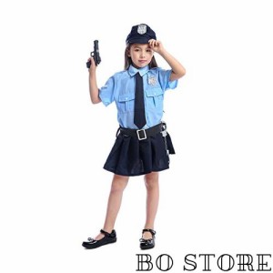 [Suerba] ハロウィン 衣装 子供 警察 5点セット キッズコスチューム 女の子 ポリス コスプレ L