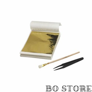 KiloNext 金箔 フェイク ゴールド シート アート 装飾用 9cm×9cm 100枚入り 静電気防止 ピンセット 筆 付き セット