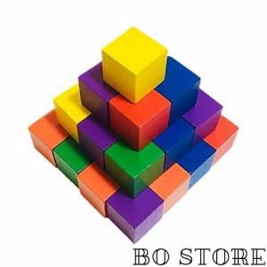 木製 ブロック 30個セット 玩具 積み木 図形 算数 立方体 おもちゃ (02 カラフル 3？×3？)