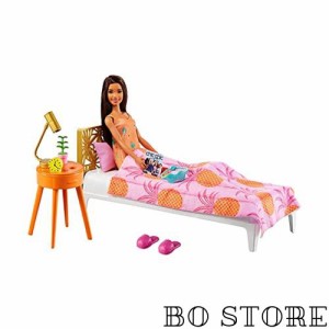 バービー(Barbie) ベッドとナイトスタンドセット 【着せ替え人形】【ドール、アクセサリーセット】【3歳~】 GRG86