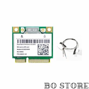 Wi-Fi 6 AX3000HMW 3000Mbps Bluetooth5.2ハーフミニPCI-EネットワークWlan WIFIカード、ワイヤレス802.11ax / acデュアルバンド2.4Ghz /