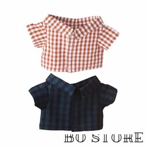 niannyyhouse 20cm人形の服 ぬいぐるみ 用 ワイシャツ 格子 シャツ 綿人形の服 着せ替え (t-2)