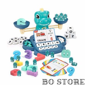 Qizebaby 恐竜 おもちゃ天秤 バランス アルファベット の 知育玩具 早期教育 数字 バランスゲーム 単語のつづりのおもちゃ算数 ボードゲ