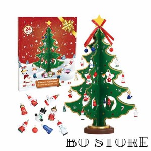 LEMESO アドベントカレンダー 2023 クリスマスツリー 卓上 木製 クリスマス オーナメント 飾り 置物 飾り付け デコレーション 装飾 クリ