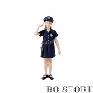 [Mskikefly] ハロウィン コスプレ 子供 ポリス 警察 警官 警察官セーラー服 キッズ 女の子 3点セット 制服 可愛い ワンピース 衣装 イベ