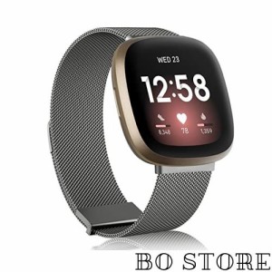 コンパチブル Fitbit Versa3 バンド/Fitbit Sense バンド fitbit versa4 交換ベルト ステンレス鋼マグネットロック付き フィットビット 