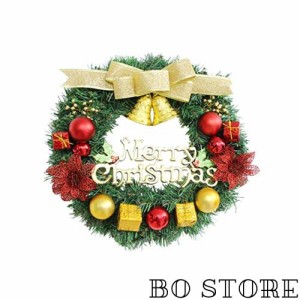 クリスマス リース 花輪 クリスマス リース クリスマスデコレーション用小物 正月飾り 壁掛け 花輪 ボール付き 正面玄関屋外の家の装飾の