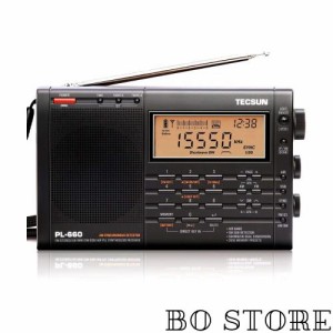 TECSUN PL-660 (黒) FM/LW/MW/SW/AIR エアバンド BCL ラジオ 小型 高性能 短波ラジオ 混信除去機能 高感度 PSEマーク付き100V ACアダプタ