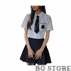 [AZ-FRONT] JK制服 なんちゃって制服 学生服 韓国 コスプレ シャツ ネクタイ スカート ３点セット (L)
