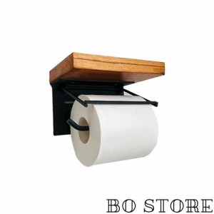 LOYELEY トイレットペーパーホルダー 木製 棚付き 木製 紙巻器 壁掛け 小物置き ペーパーホルダー シングル 和風 取り付け簡単 汚れに強