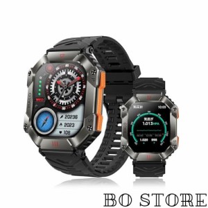 スマートウォッチ 軍用規格 スポーツウォッチ 高度計 コンパス 気圧計付き Smart Watch 2.0インチ 通話 音声アシスタント 100+種類運動モ