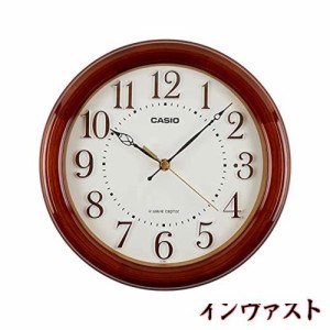 CASIO(カシオ) 掛け時計 電波 ブラウン 直径24cm アナログ 木枠 夜間秒針停止 置き掛け兼用 IQ-880J-5JF