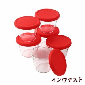 イワキ プリンカップ100ml KBT904［シリコン蓋付6個セット］ (レッド)