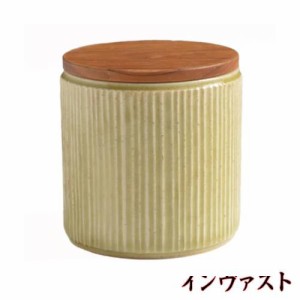 LOLO | キャニスター | 420ml | 陶器 | チーク | 木蓋 | 保存容器 | 日本製 | 和食器 |… (萌黄)