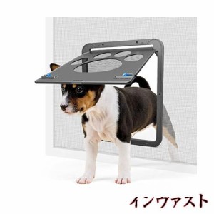 PETLESO猫ドア ペット用網戸ドア 網戸用ドア 猫用小中型犬用自由に出入の口 ロック可能のペットドア、24×29cm