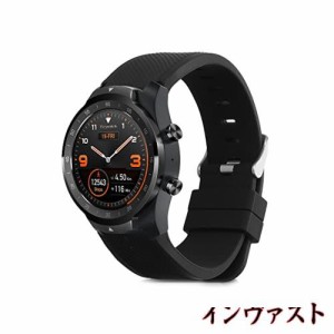 [kwmobile] 交換ベルト対応: Ticwatch Pro Smartwatch バンド - シリコンバンド ソフト TPU 耐久性 黒色