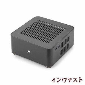 RGEEK PCケース デスクトップ すべてのアルミニウム コンピュータの小型PCケース (80MM, 黒(穴を開ける))