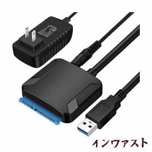 Runbod SATA USB 変換ケーブル 3.5インチ HDD SATA USB変換アダプタ 2.5インチ HDD SSD USB 変換ケーブル PSE認証済12V/2A電源付き SATA3