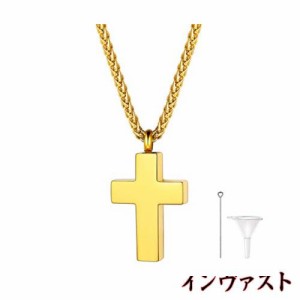 [Richsteel] 十字架ネックレスゴールド メモリアルペンダント 遺骨入れ クロス お守り k18金メッキネックレス メンズ アクセサリー