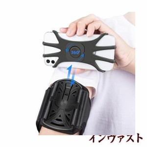 HLOMOM アームバンド 携帯 ランニングアームバンド スマホ腕ホルダー 腕バンド 取り外し 脱落防止 360度回転 4-6.5インチのスマホに対応 