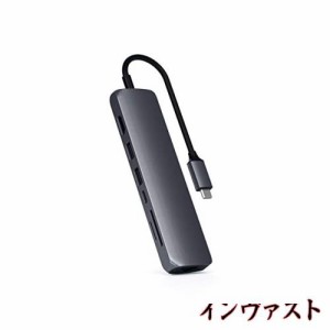 Satechi イーサネット付き スリム 7in1 USB-Cハブ (スペースグレイ) 4K HDMI(60Hz), USB-C PD(60W), 2xUSB-A, SD/Microカードスロット (M