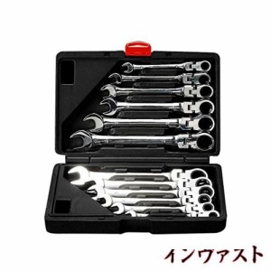 ラチェットレンチ フレックスラチェットレンチセット整備工具セット 8~19mm 12本組 作業 常備 車 バイク 各種メンテナンス対応 家具組み