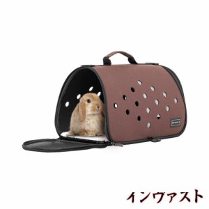 petsfit ペットキャリーバッグ うさぎ モルモット フェレット 猫用 小型犬 マット付き 折りたたみ 通気性 （車載/手提げ/肩掛け） グレー