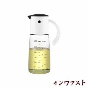 VKCHEF オイルボトル 醤油差し 液だれしない 片手 ガラス 調味料入れ 油 ドレッシング 調味料 ビン 酢 ビネガー 容器 300ｍｌ白い 料理用