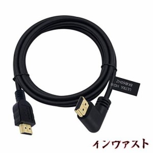 Poyiccot 8K HDMIケーブル L字、1.8M HDMI 2.1ケーブル、48Gbps HDMI L型ケーブル、90度 HDMIオス-オスケーブル 右向きHDMI 2.1ケーブル 