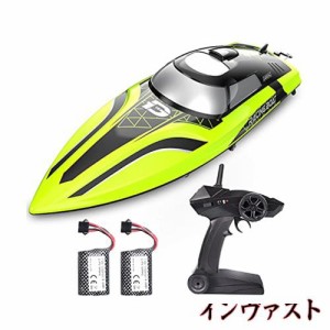 DEERC ラジコンボート 船 高速 25km/h こども向け RC リモコン 防水性 バッテリー２個 操作時間30分 RCスピードボート 転覆回復 低電圧ア