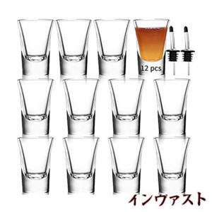 ショットグラス 12個-35ml ショットグラス クリア ヘビーベース ショットグラス ウイスキーウォッカ、リキュール用 (12パック)